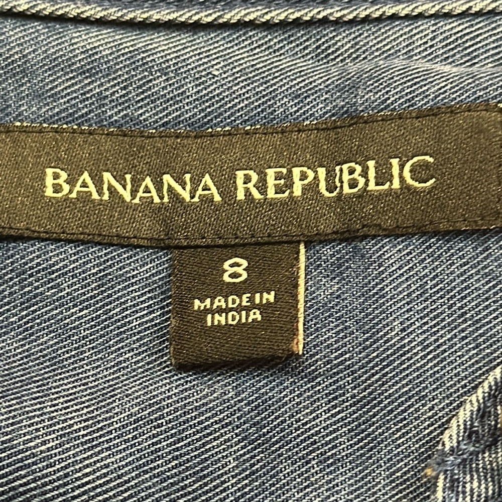 Banana Republic Tencil Blue Denim Longsleeved Jogger Flight Jumpsuit Size 8 NWOT - Picture 5 of 10